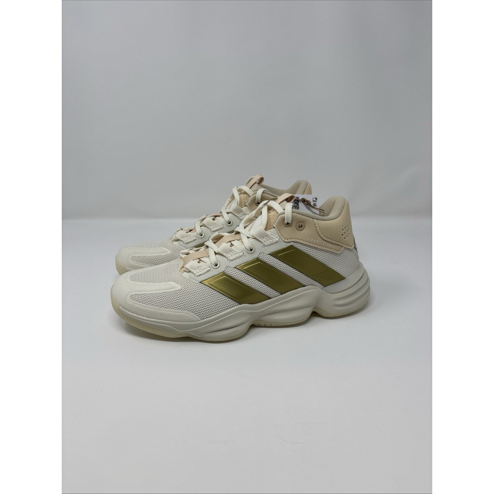 Adidas Court Stabil Indoor Women's Off White/Gold Low Top Lace Up JP9833, Sz6